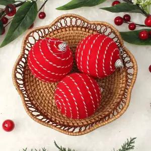 Jdt 장식볼 3p 8cm 꽈배기로프트리악세사리 소품 트리볼 이미지볼 성탄 크리스마스 성탄절