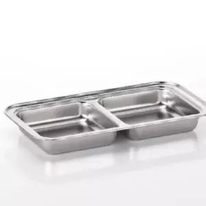 스테인레스 간식 쟁반 사각 식판 2칸 스텐 배전자레인지식 급식 아기 이유식 성인 어린이집 가정용 다이어