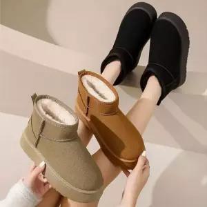 여성용 스웨이드 퍼부츠 겨울 양털 부츠 어그방한부츠 신발 털신 호주 가을 따뜻한 가죽 숏부츠 편안한 클