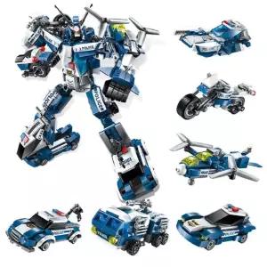 경찰시리즈 합체 로봇 6종1세트 블럭 조립나노 놀이 창의교구 단체블록 남아선물 어린이 경찰차 장난감 미