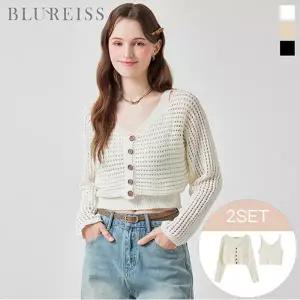 [블루레이스] [2SET]써머 그물 니트 가디건+나시_B6M1KC4781