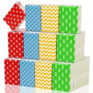 40팩 포켓 티슈 여행용 팩 미니 페이셜 3겹 소프트 무향 휴대용 사이즈 400장 소형 벌크 귀여운 기하학적