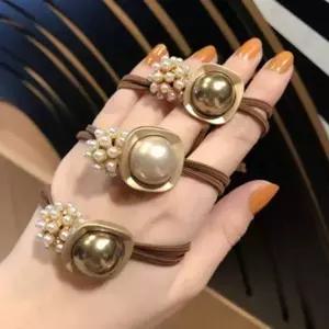 여성머리핀 반머리 헤어끈 반묶음 고무줄 진주방울