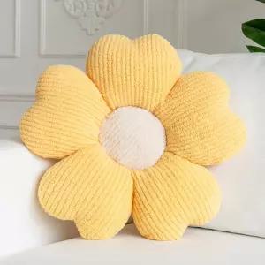 시올록 데이지 꽃 베개 - 노란색 장난스러운 장식용 던지기 귀여운 모양의 의자 바닥 쿠션 소파 및 방