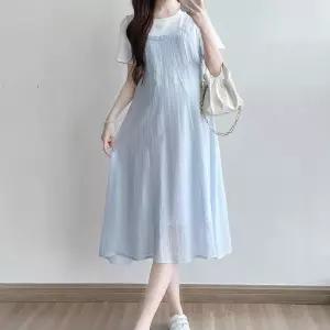 아레니아 임산부 원피스 임부복 끈나시 루즈핏 휴양지 엄마 민소매 비치룩 여름 롱 여자 K1832만삭 셔츠 빅