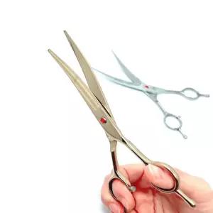 강아지 스텐 미용가위 커브형 7인치그루밍 펫미용 가위 반려견 동물 애견