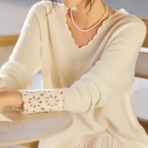 브이넥 니트 티 여성 긴팔 심플 데일리 펀칭 봄니트 여자 셔츠 스웨터 예쁜 봄티 기본 레이스