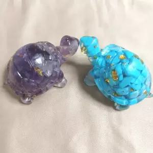5cm 원석 크리스털 스톤 거북이 자수정 블루 터키석선물 탄생석 소원 현관 집들이 보석 공예품 미니어쳐 어