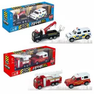 SOS 경찰차소방차세트 (2개1)미니자동차 작동카 어린이 남아선물 미니 생일 조선물 장난감완구