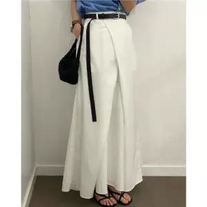 여성 A라인 사선 랩스커트 1P 뒷밴딩 치마 체형커버A 롱랩 쉬폰 긴치마 여자 데일리룩 봄치마 가을