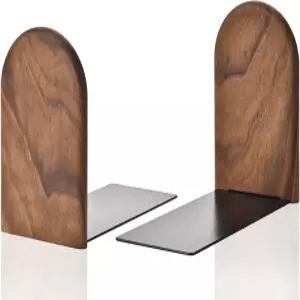 책 끝 선반용 튼튼한 나무 - 헤비 듀티 논슬립 정리함 홈 오피스용 장식용 홀더 도서관 블랙 월넛 유니버설