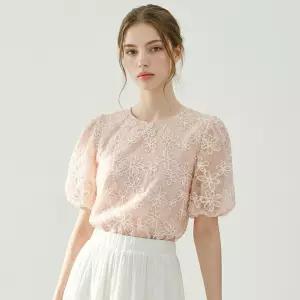 [인베스트] 플라워 샤이닝 볼륨 블라우스_IN6M1BL5561