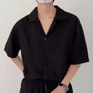 [셀러에이드]플 오픈카라 남성 반팔셔츠 여름셔츠 남자시원한셔츠