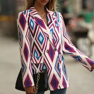 블랙팬서 여자 프린트 더블 정장 코트 독립 스테이션 OPH3