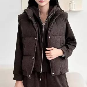 여성 겨울 캐주얼 패딩조끼 데일리 베스트경량 여자 따뜻한 기모 패션 데일리룩 간절기 심플 트렌디
