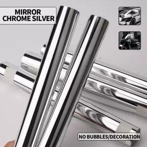 크롬 미러 실버 비닐 랩 접착 필름 롤 에어 릴리즈 버블 프리 데칼 시트 자동차 오토바이 바디 장식용