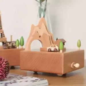 [골드스마일]너도밤 원목 기차마을 뮤직박스 오르골