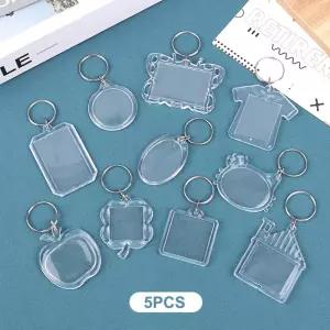 5개입 빈 사진 액자 열쇠고리 투명 아크릴 키링 삽입 가능 DIY 키홀더 커플 기념일 선물