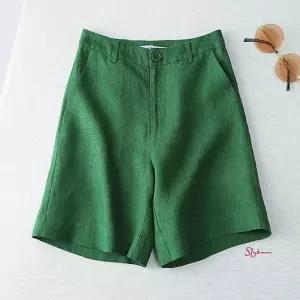 여성 하의 허리 린넨 7컬러 뒷밴딩 반바지 여름바지 심플 편한바지 썸머룩 면 마 시원한bcd380