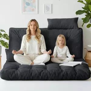 컨버터블 소파 침대 54x91인치 두께의 터프트 접이식 베개 2개 포함 바닥 작은 공간 거실 침실 및 매트리스