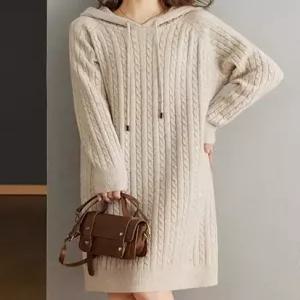 꽈배기 라그랑 후드 니트 원피스 S4WOP031A)