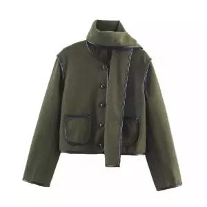 스트레인지 여성 초록 모직 가을 숄 머플러 데일리룩 코트 KUK3