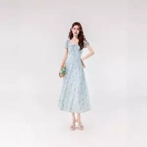 스트레인지 여성 원피스 롱 여름 데일리룩 플라워 남바캉스 프릴넥 슬림핏 KUK2