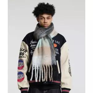 매장정품 CREAM SODA LAB 크림소다랩 볼드 체크 브러쉬 헤어리 니트 머플러 블랙 CGZZ78Z002BK 1340436