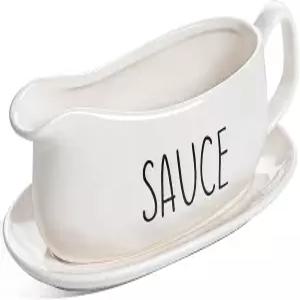 접시 스탠드 16온스가 있는 르 타우치 그레이비 보트 샐러드 드레싱용 트레이가 세라믹 소스 크리머 육수