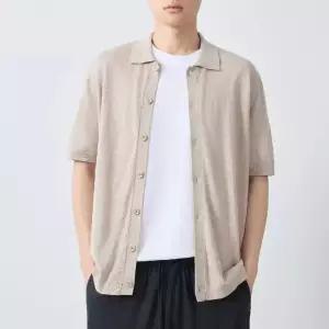 아이언하트 남성용 남사친 니트 면 오피스룩 슬라브 가디건 반팔 스웨터 칼라넥 하이톤 터틀넥 KKE2