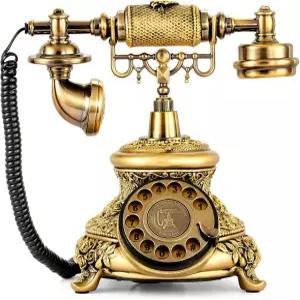 WICHEMI 빈티지 폰 레트로 로터리 다이얼 유선 전화 올드 패션 앤티크 스쿨 홈 오피스 카페 바 스타 호텔