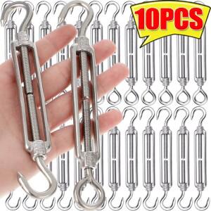 10/1PCS 스테인레스 스틸 후크 및 아이 텐셔너 조정 가능 와이어 로프 장력 OC  턴버클 리깅 링 가든