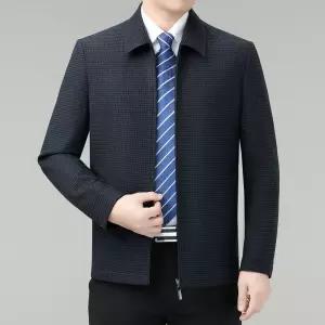 남성 봄 가을 체크 울 재킷 모직 상의 캐주얼 아버지 코트 J03Z3D OP3