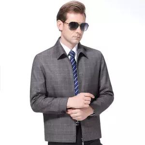 남성 봄 가을 체크 재킷 무스탕 캐주얼 울 코트 상의 J03Z3A OP3