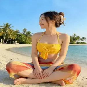 수피 여사친 여름 비치웨어 바캉스룩 비치 바캉스 수영복 세트 홀터넥 분리형 스리피스 롱스커트 JEN2