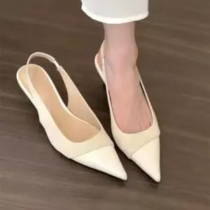엘럽 핑크 여성 단화 슈즈 봄여름 올백 프렌치 웨지힐 스틸레토 샌들 펌프스 박템2