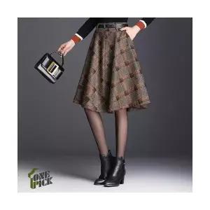치마 모직 여성스커트 추동 우산 모던 체크 A라인 OP3