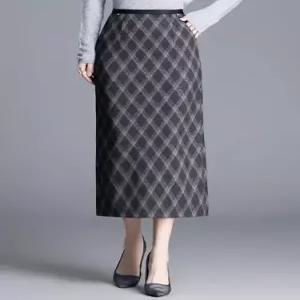 엘럽 여사친 스커트 봄 H라인 체크 슬릿 커리어우먼 힙업 원턱 박템1