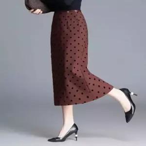 엘럽 여자 스커트 춘추 중기장 도트 힙업 슬릿 원 H라인 스텝 박템3