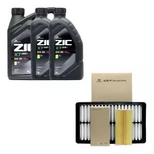 ZIC 타스만 2.5 가솔린 엔진오일 지크 X7 제로 0W30 6리터 순정 오일필터 에어필터