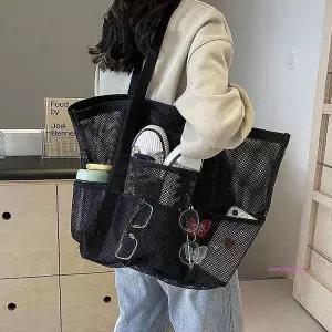 대용량메쉬 숄더백 여행 비치백 수영가방 투명 방수 물놀이 목욕 백비치 해변 장메쉬 바다tuv768