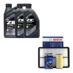 ZIC 카니발KA4 가솔린 엔진오일 지크 X7 제로 0W30 6리터 보쉬 오일필터 에어필터