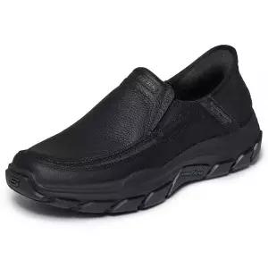 Skechers 남성용 USA Respected - Elgin 목 토 가죽 슬립온, BBK 블랙/블랙, 아주 넓은 발볼 8.5 306095