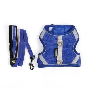 [반려] 강아지 리드줄 블루 하네스 외출용품 M 소형견 중형견
