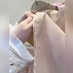 엘럽 여성 실크 가을 케이프 코트 숄 상의 사선 연근분 오간자 자수 박템3