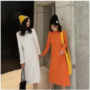 라운드 베이직 오렌지 라운드원피스 화이트 블랙 그린