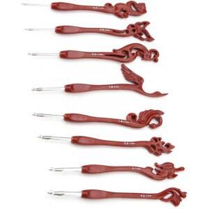 튤립 코바늘 세트 레이스 도구 바늘 인체공학적 매끄러운 알루미늄 뜨개질 무딘 레드 손용 레트로 크로셰 우드 8Pcs 핸들 버드