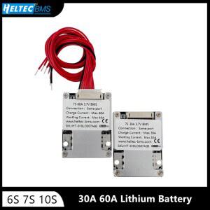 Heltec bms 10s 36v 30a 60a 잡힌 24V 균형 휠체어 전자 배터리 차량용 7S 보드 도구 6S 보호