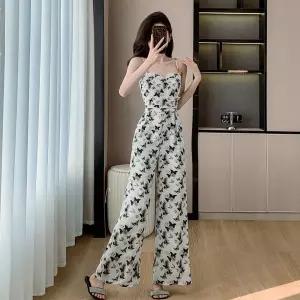 팬츠 여성 여름 점프 슈트 수트 프렌치 나시 프린트 와이드 프랑스 스타일 MF2