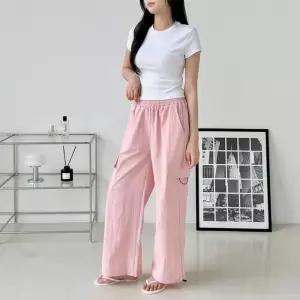 [라일리여성의류] Rly 체일스 바스락 맥스와이드 카고바지 스트링팬츠 카